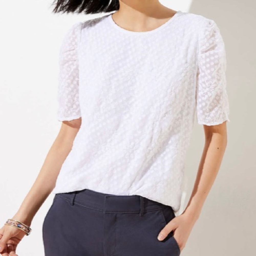 LOFT White Puff Sleeve